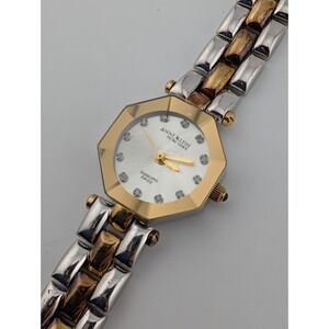 Anne Klein Swiss Diamond Accent Watch Women 22mm Two Tone 6" Band- New Battery